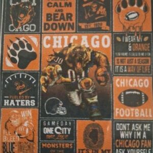 Chicago Bears Themed Throw Blanket - Orange and Blue 50” X 60”